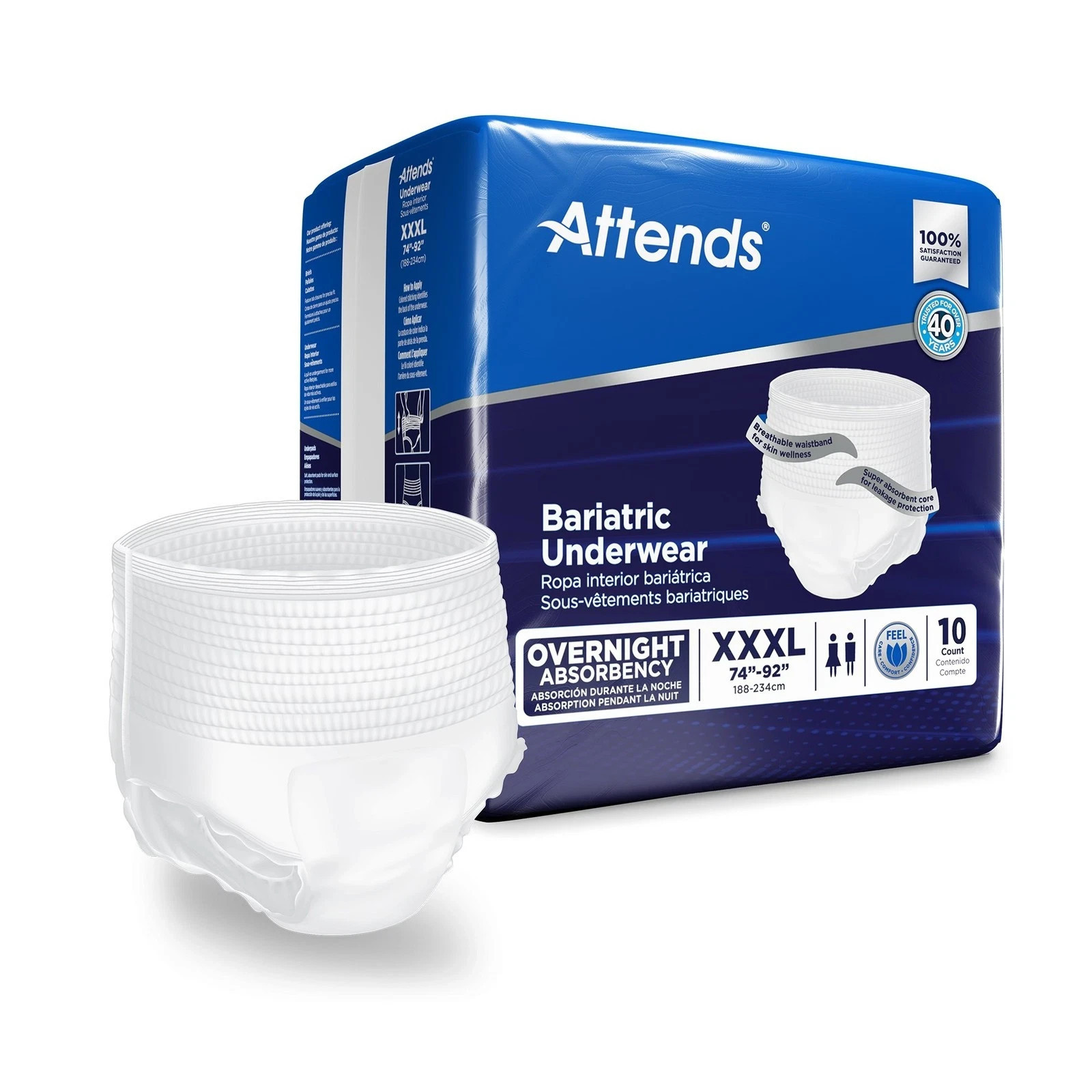 Attends Disposable Underwear 3X-Large Severe 10 Ct