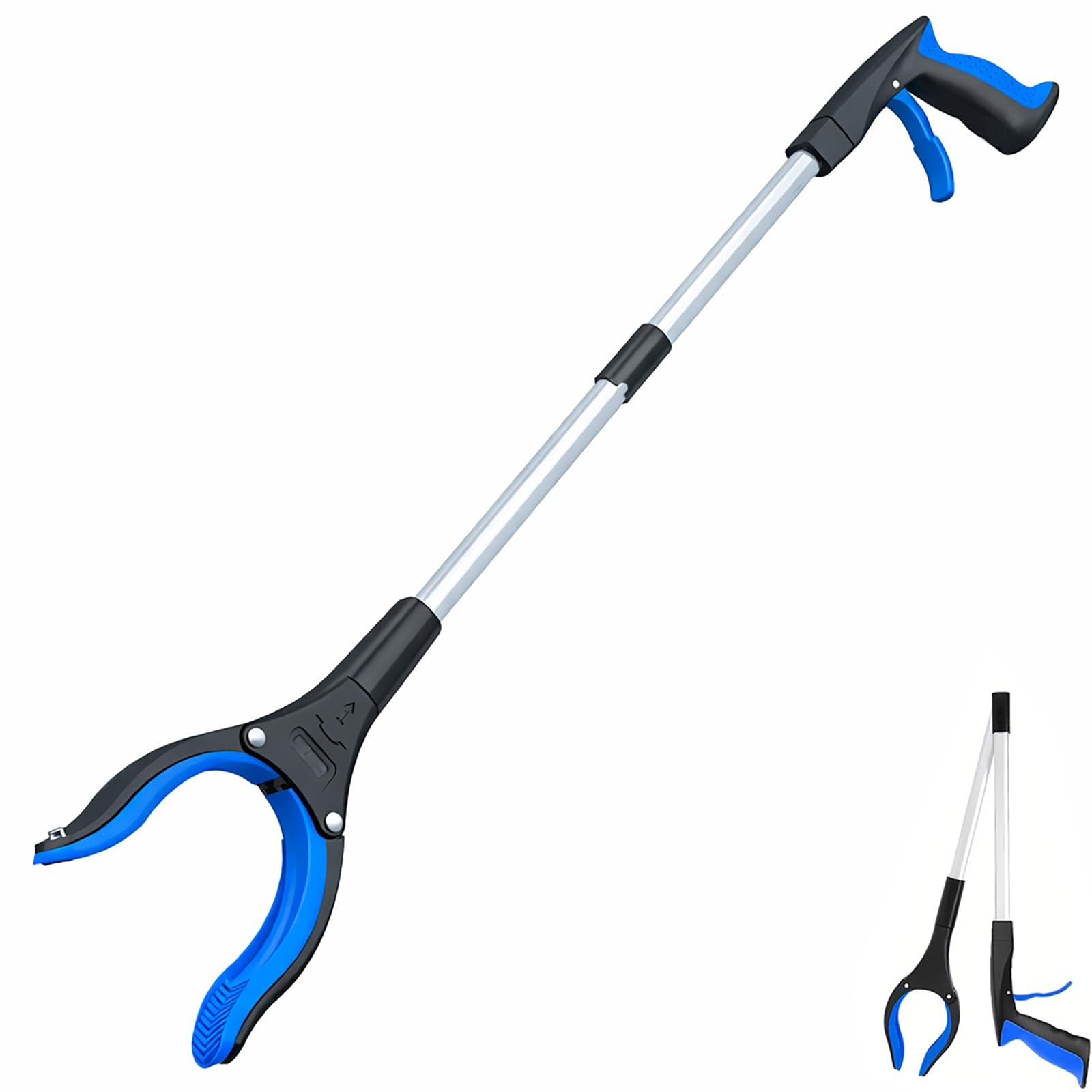 Grabber Reacher Tool – 32” Extra Long Foldable Gripper and Reaching Blue