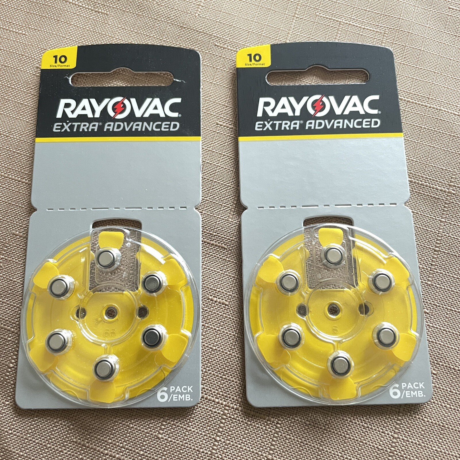 RAYOVAC EXTRA ADVANCED SIZE 10 HEARING AID BATTERIES 2 x 6 Pack Dec 2023 USA