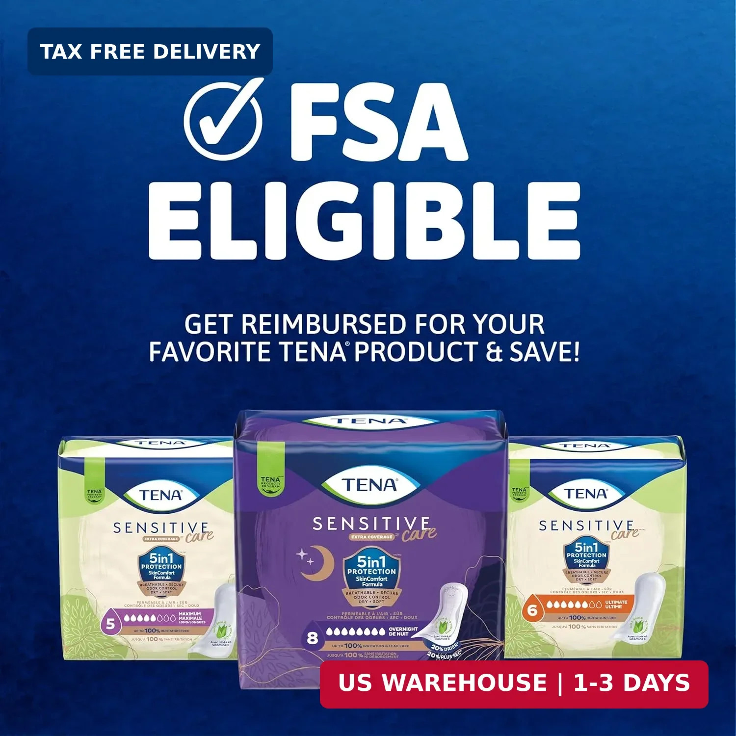 TENA Sensitive Care Extra Coverage Moderate Long Incontinence Bladder Control Pa