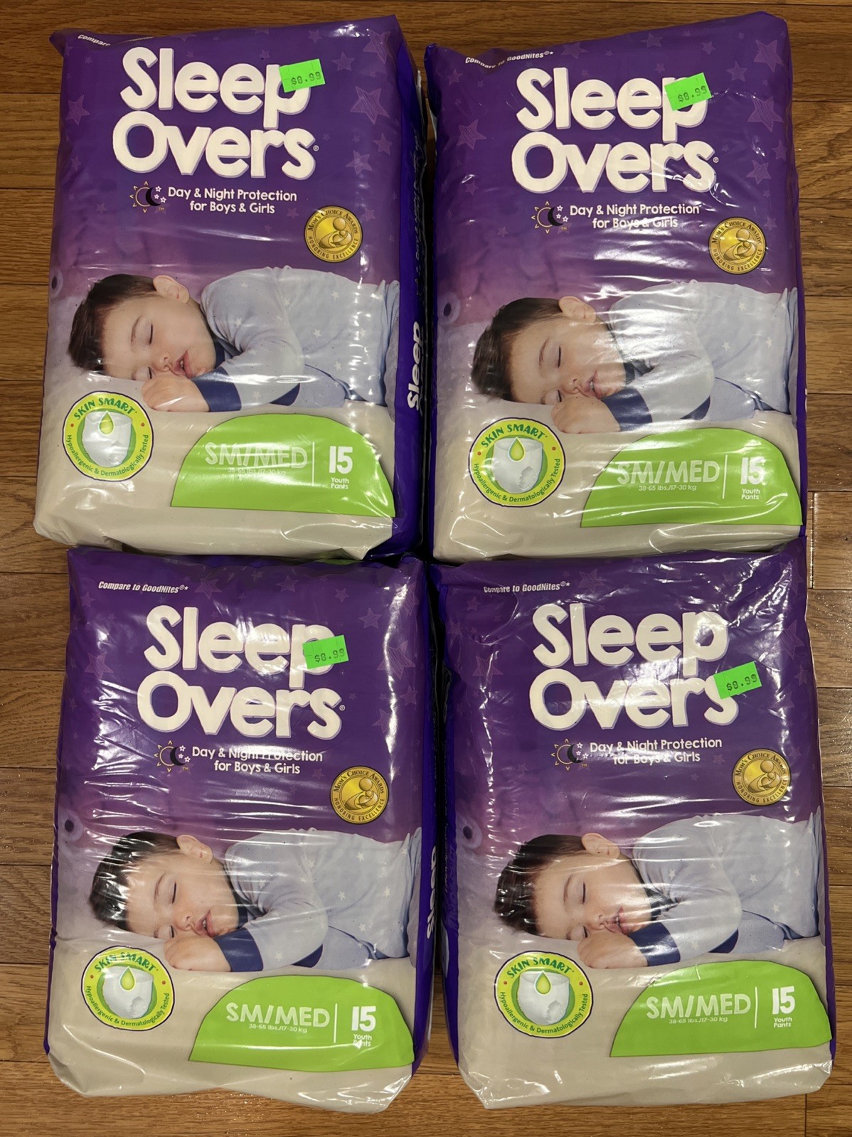 60 COUNT 4 PACK OF CUTIES SLEEP OVERS UNDERWEAR DIAPERS SM/MED *15 COUNT