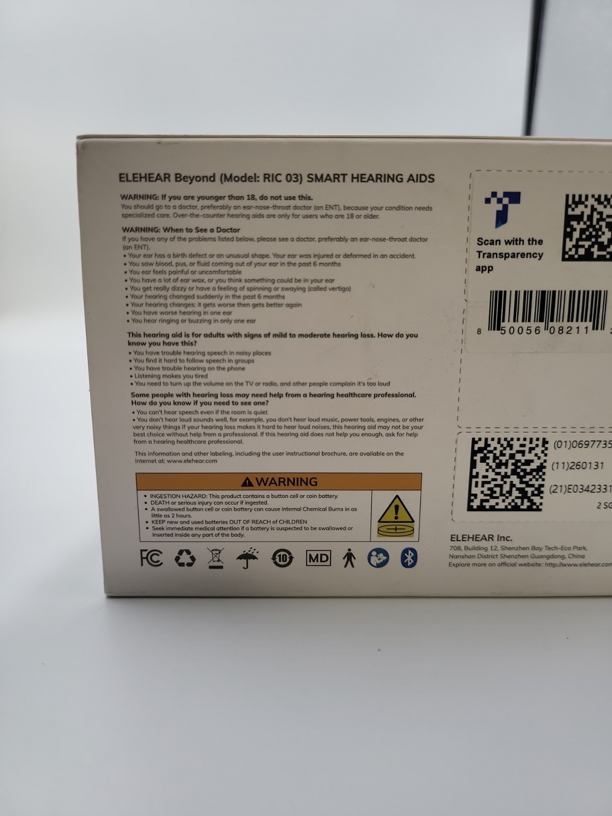 Elehear Beyond Smart Hearing Aids OTC-New with dirty retail box