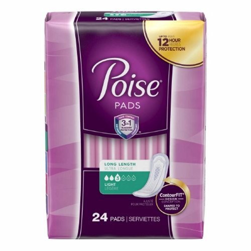 Bladder Control Pad Poise Long Length Light Absorbency Absorb-Loc Core One Size