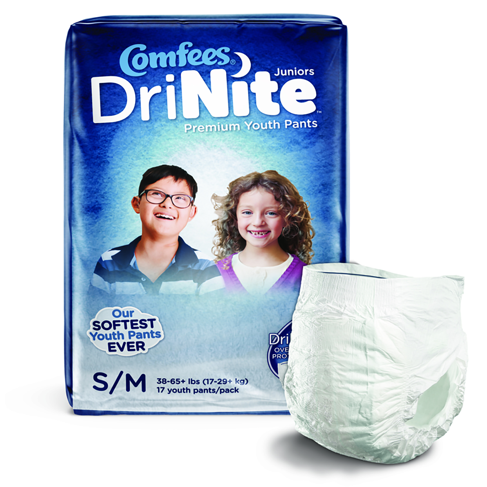 Comfees DriNite Juniors Youth Youth Absorbent Underwear Small / Medium 38 to 65