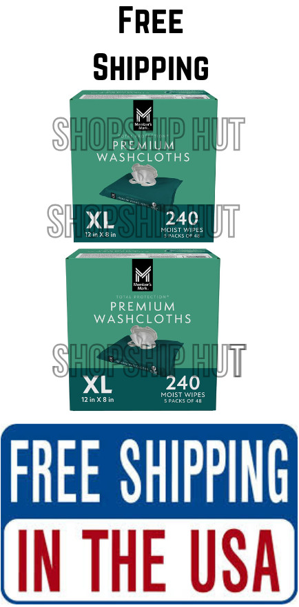 2 PACK Member’s Mark 240 Adult Washcloth Disposable Moist Hand Face Body Wipes