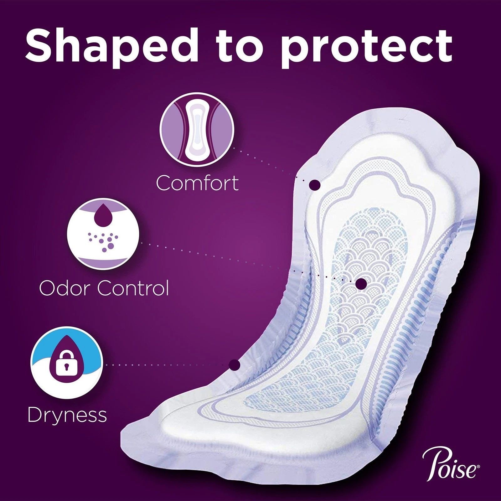 Poise Incontinence Pad 12.2″ L Long Length Moderate 108 Count