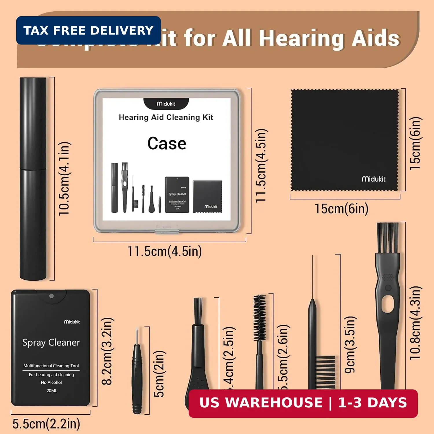 Premium Hearing Aid Cleaning Kit – Compatible with Rechargeable Hearing Aid with