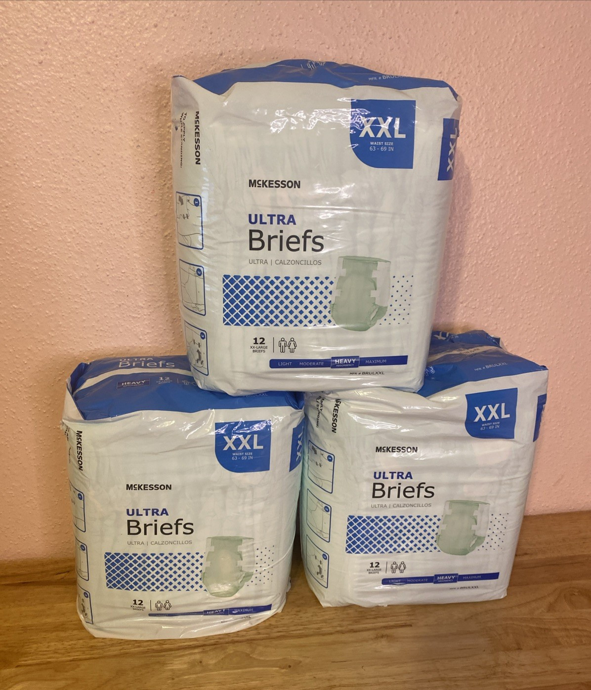 12 McKesson Ultra Adult Disposable Brief Diapers XXL Heavy Tab Closure 2+-PACK