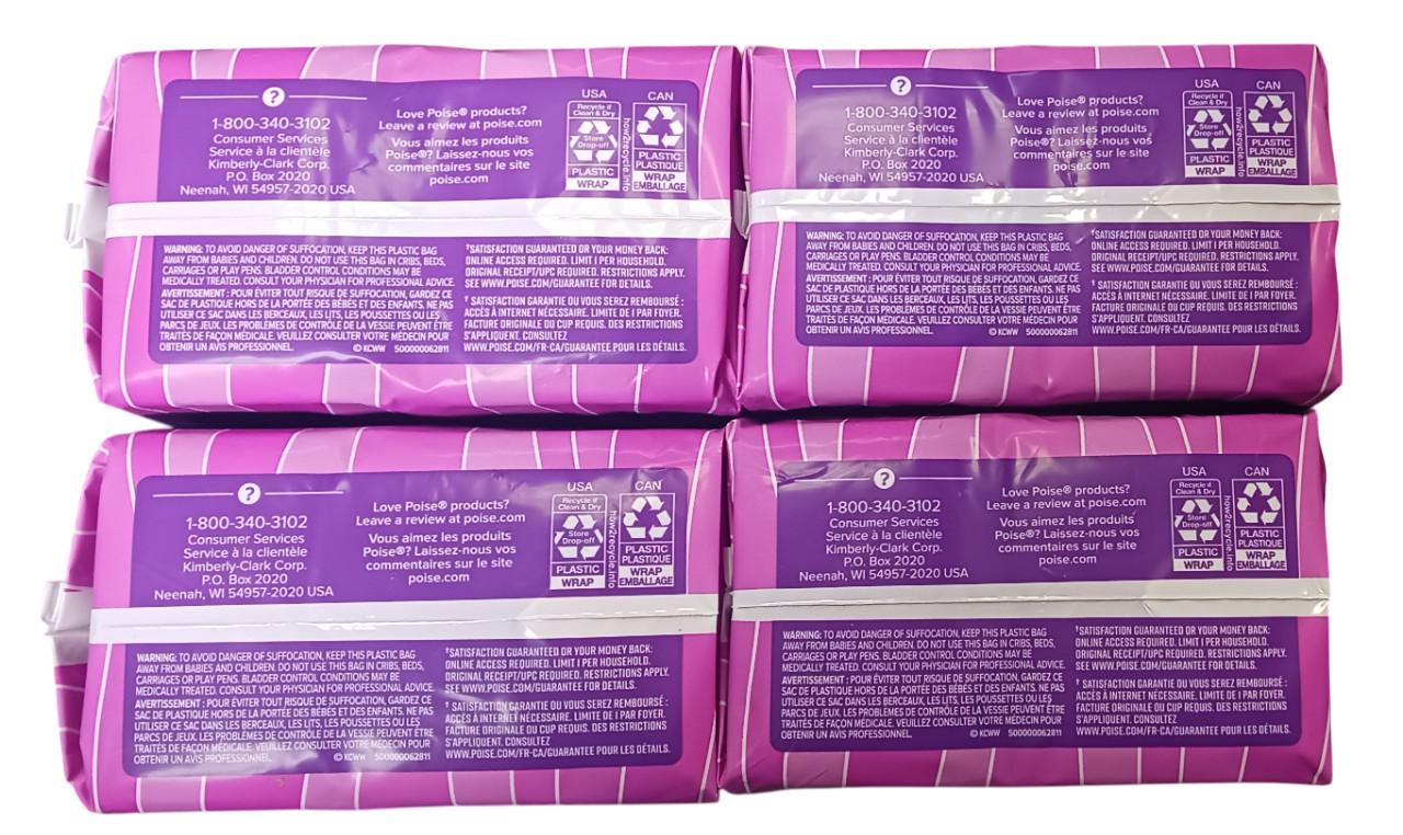 4-Poise Liners Light Bladder Leakage Long Length Very Light Absorbency 44 Count