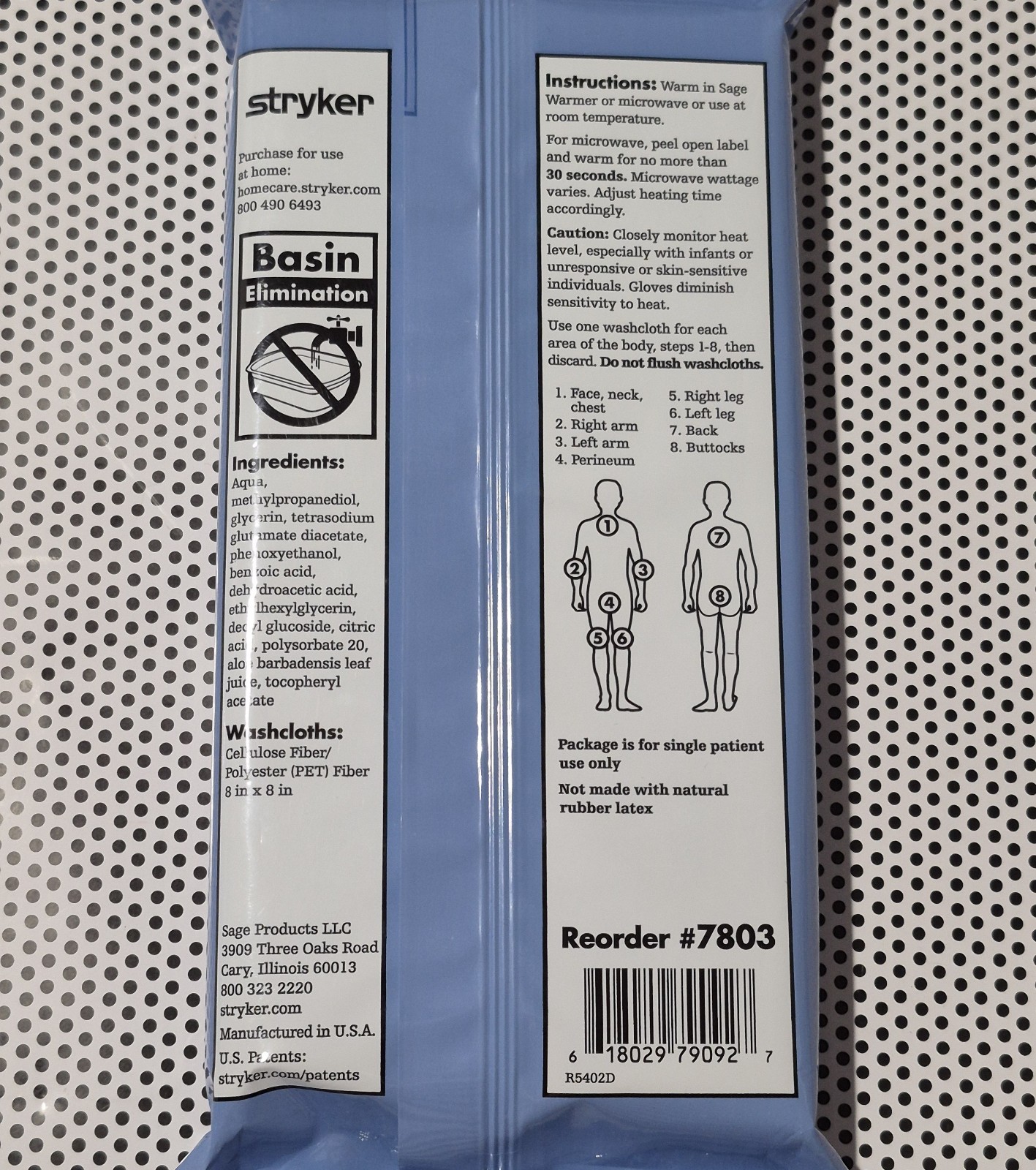 Stryker Sage Essential Bath Cleansing Washcloths -8 per Pack 4 Packs Total 32