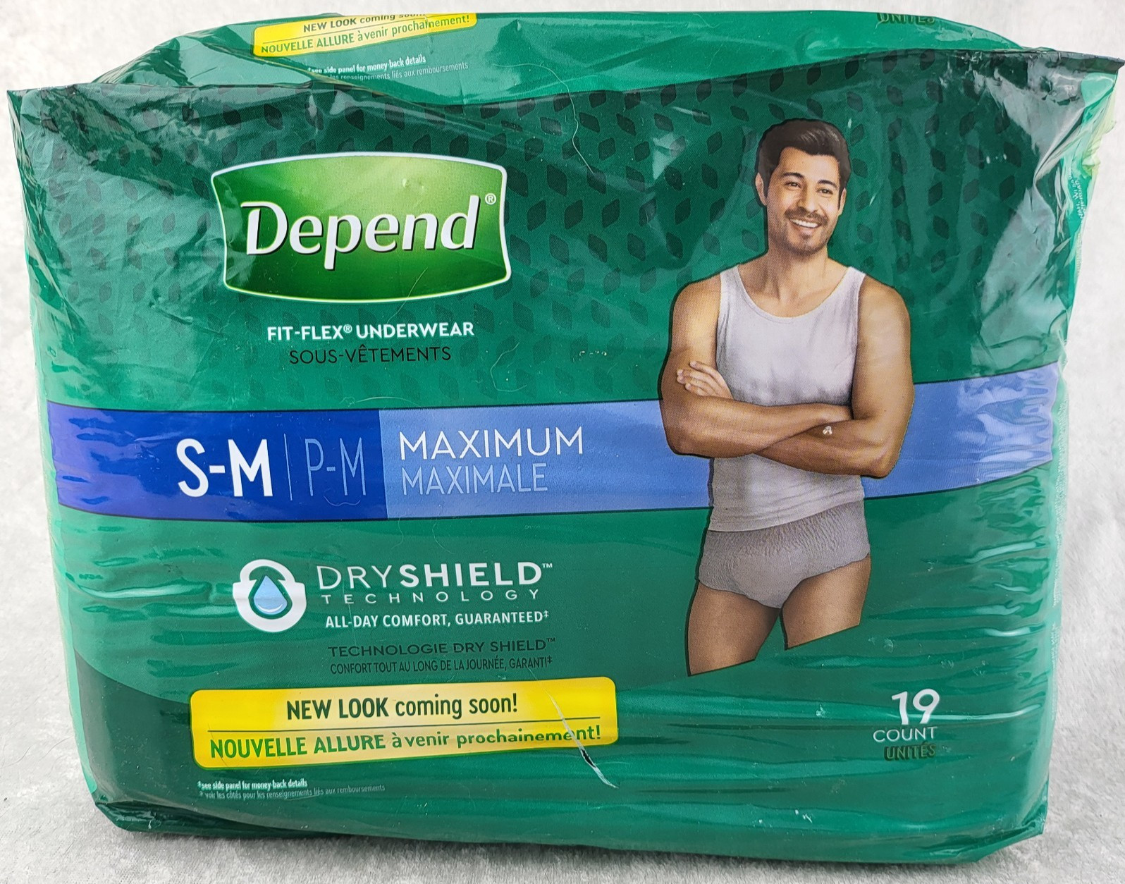 Depend FIT-FLEX Dry Shield Underwear for Men Maximum Absorbency S-M, 19ct