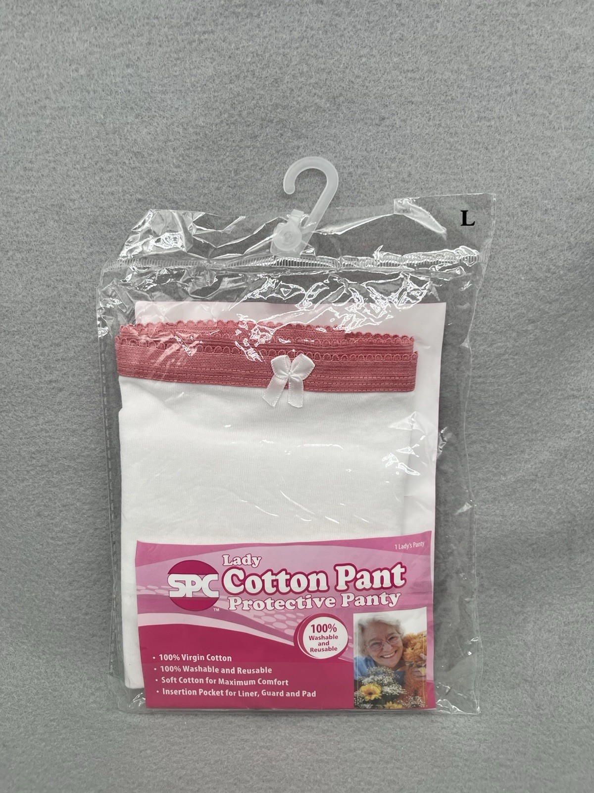 SPC Lady Cotton Pant Protective Panty Bladder Control White Size L Machine Wash
