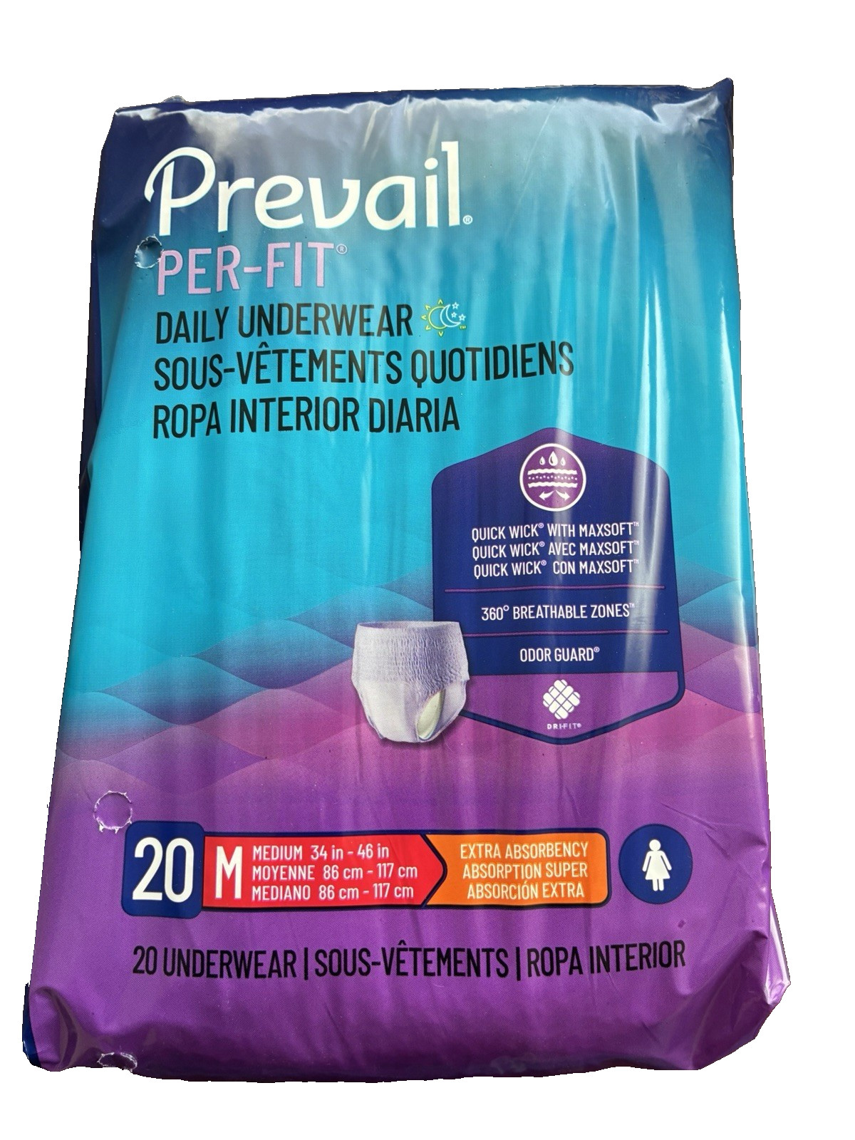 Prevail Per-Fit Adult Daily Underwear Women Medium -34”-46”