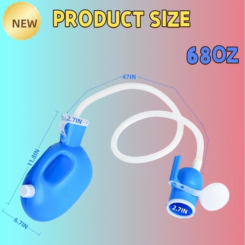 Urinals for Men 68oz/2000ml Capacity with 47″ Tube – Portable Pee Bottle