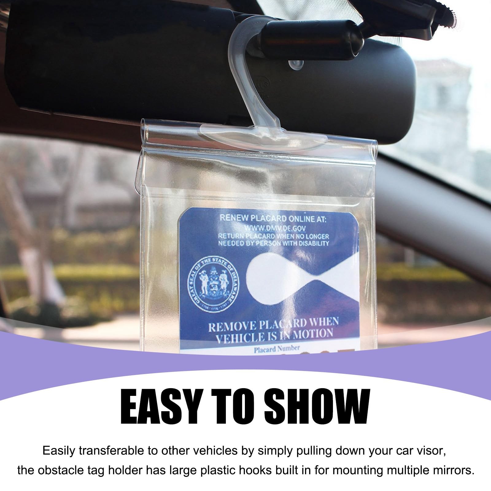 Handicap Placard Holder Transparent PVC Parking Permit Protective Cover with Han