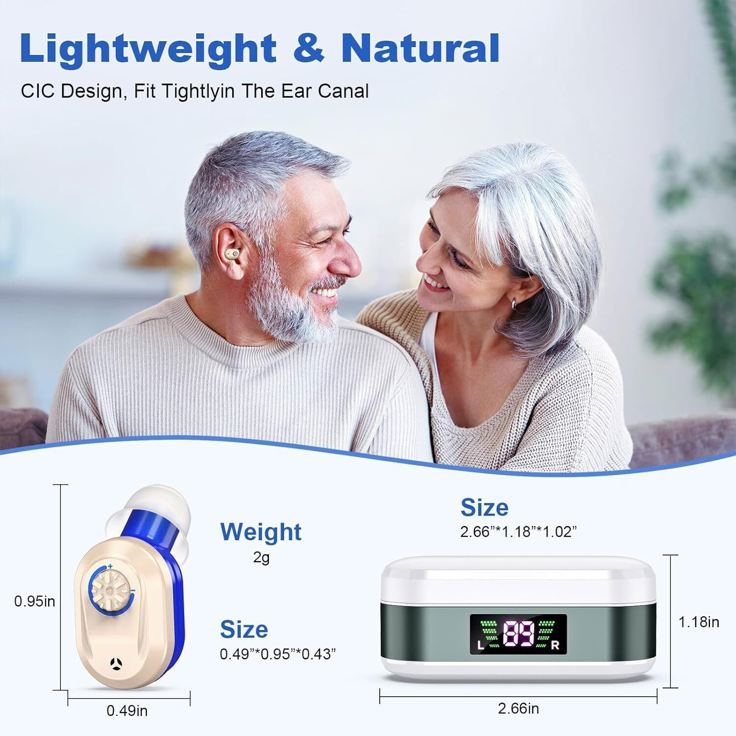 1 Pair Rechargeable Digital Hearing Aids In-Ear Invisible Sound Voice Amplifier