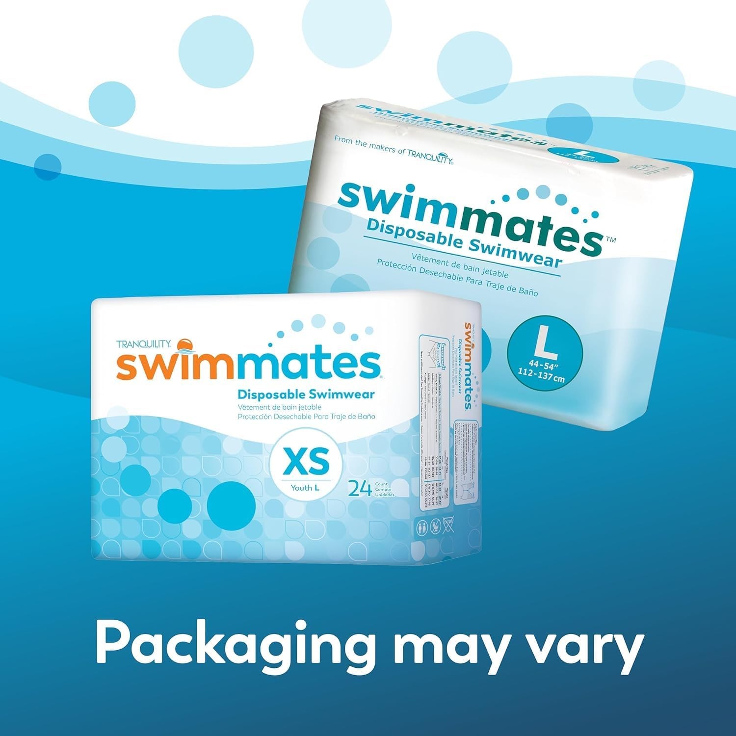 Swimmates Disposable Adult Swim Diapers, Youth L (17″- 28″ Waist) Adult XS, 24ct