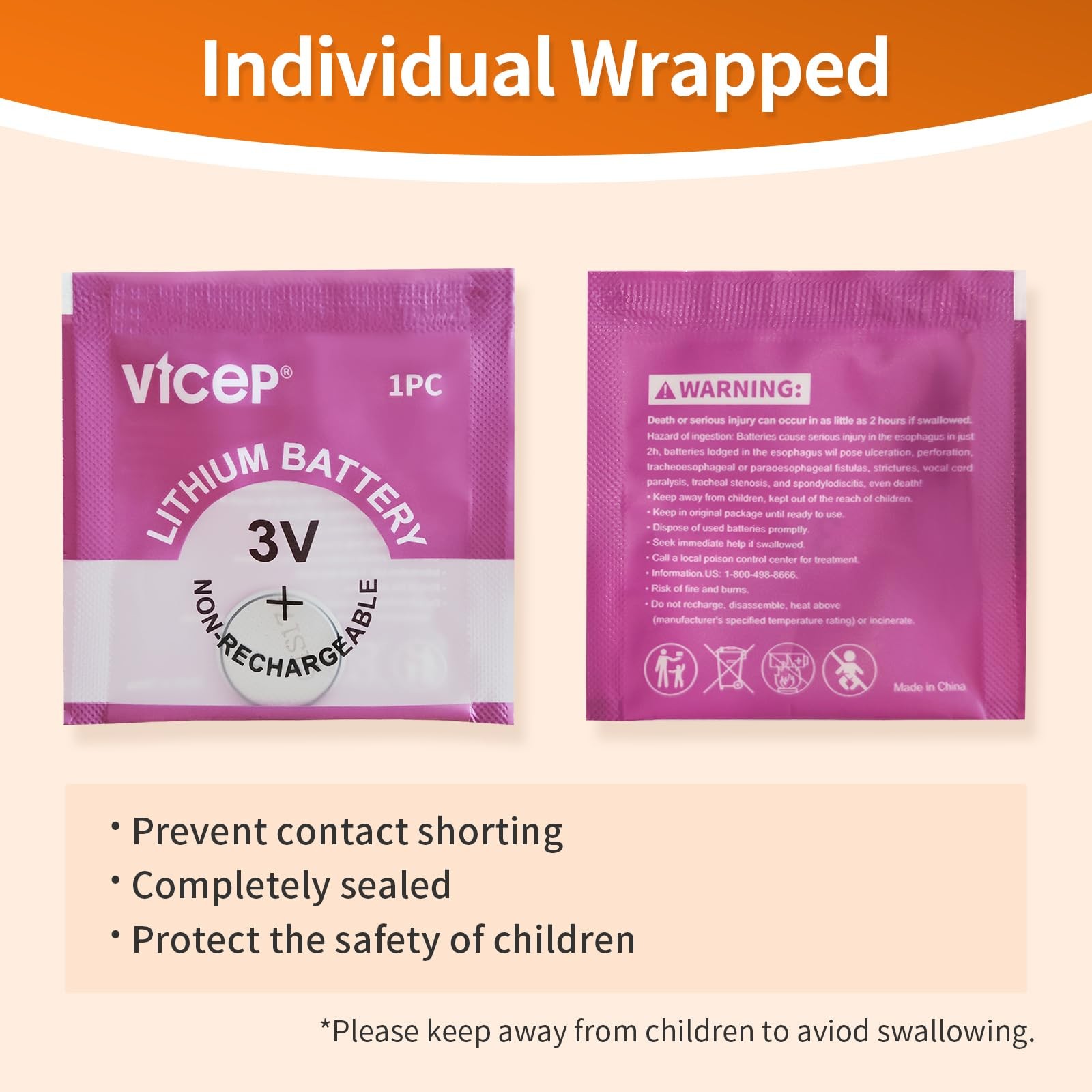 ViCep 5-Pack CR1616 Battery CR 1616 3V Lithium Batteries for Car Key