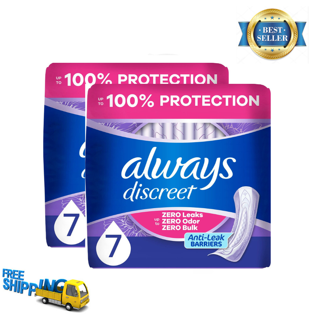 Always Discreet Incontinence Pads, Women, Ultimate, Long Length, 26 CT, 2 Pack