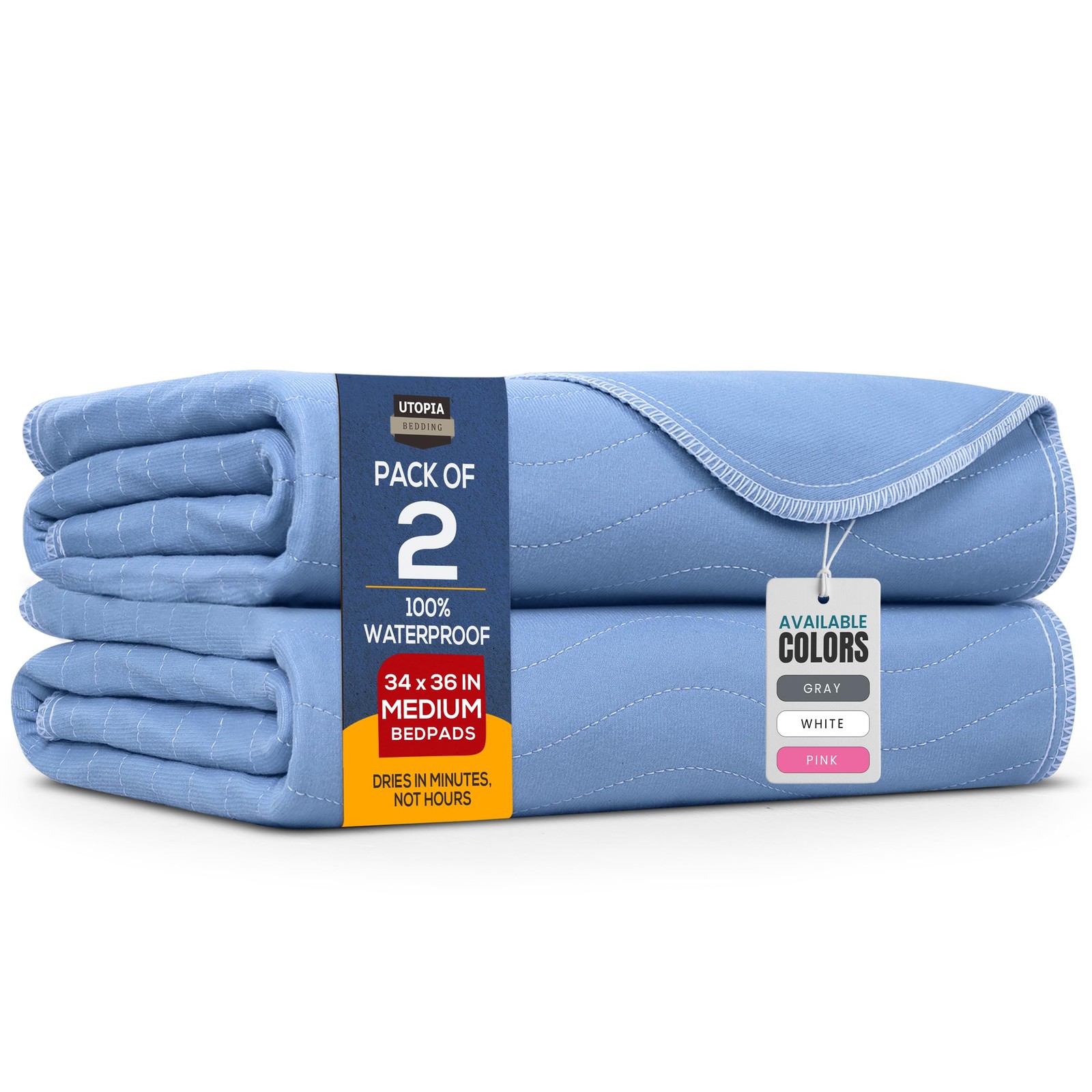 Utopia Bedding Washable Underpads 34″ x 36″ Pack of 2, Waterproof Reusable He…