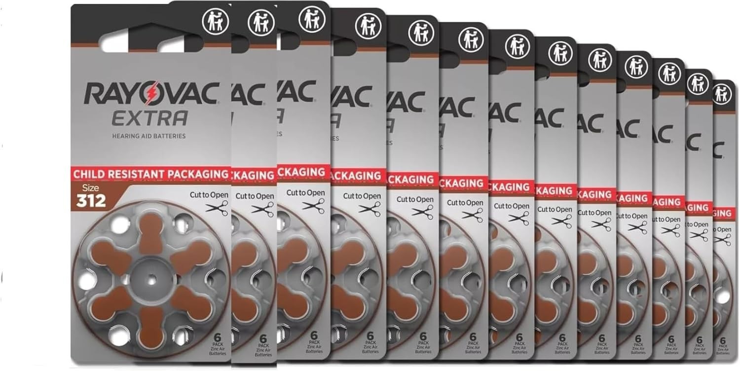 80 Count Size 312 Hearing Aid Batteries – Child-Safe, Zinc, & Consistent Power