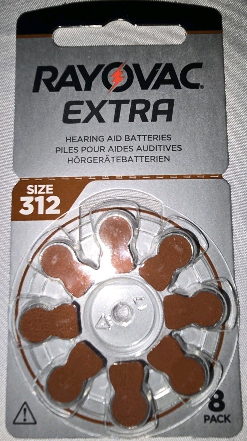 Rayovac Extra Advanced Hearing Aid Battery Size 312 (2 Packs) (16 batteries)