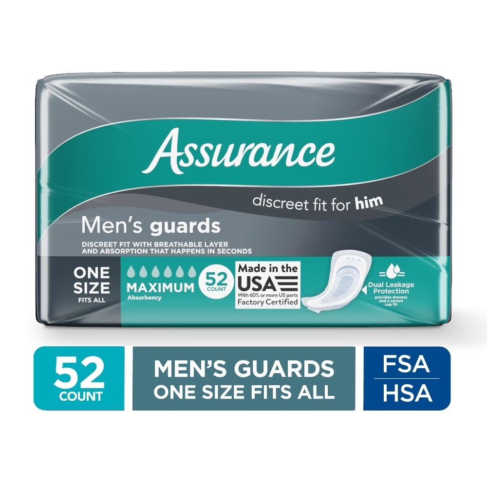 Maximum Absorbency Men’s Guards, One Size Fits All, 52 Count Incontinence