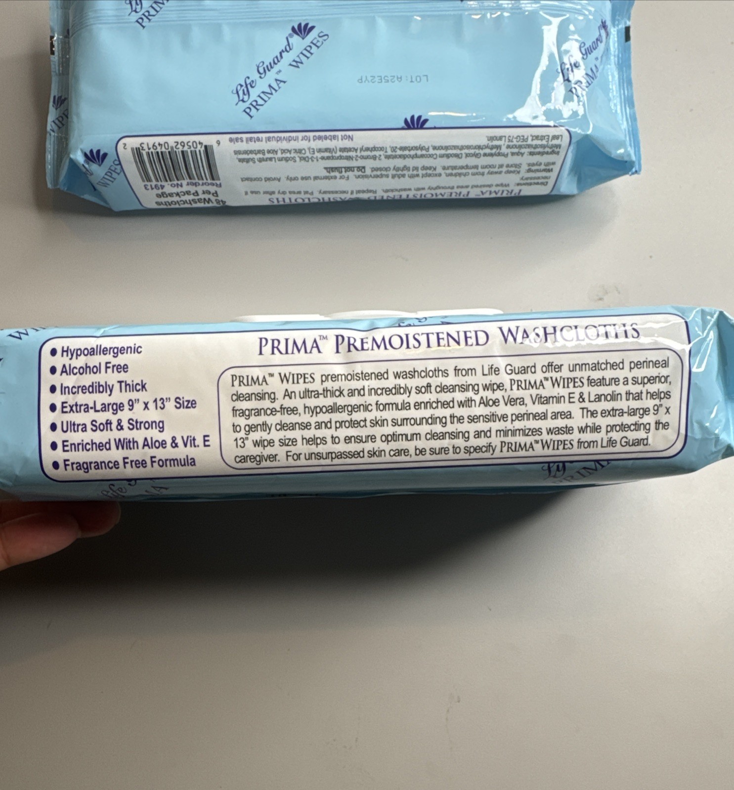 Prima Wipes Adult Premoistened Washcloths for Incontinence Cleanups 2/48 Cloths