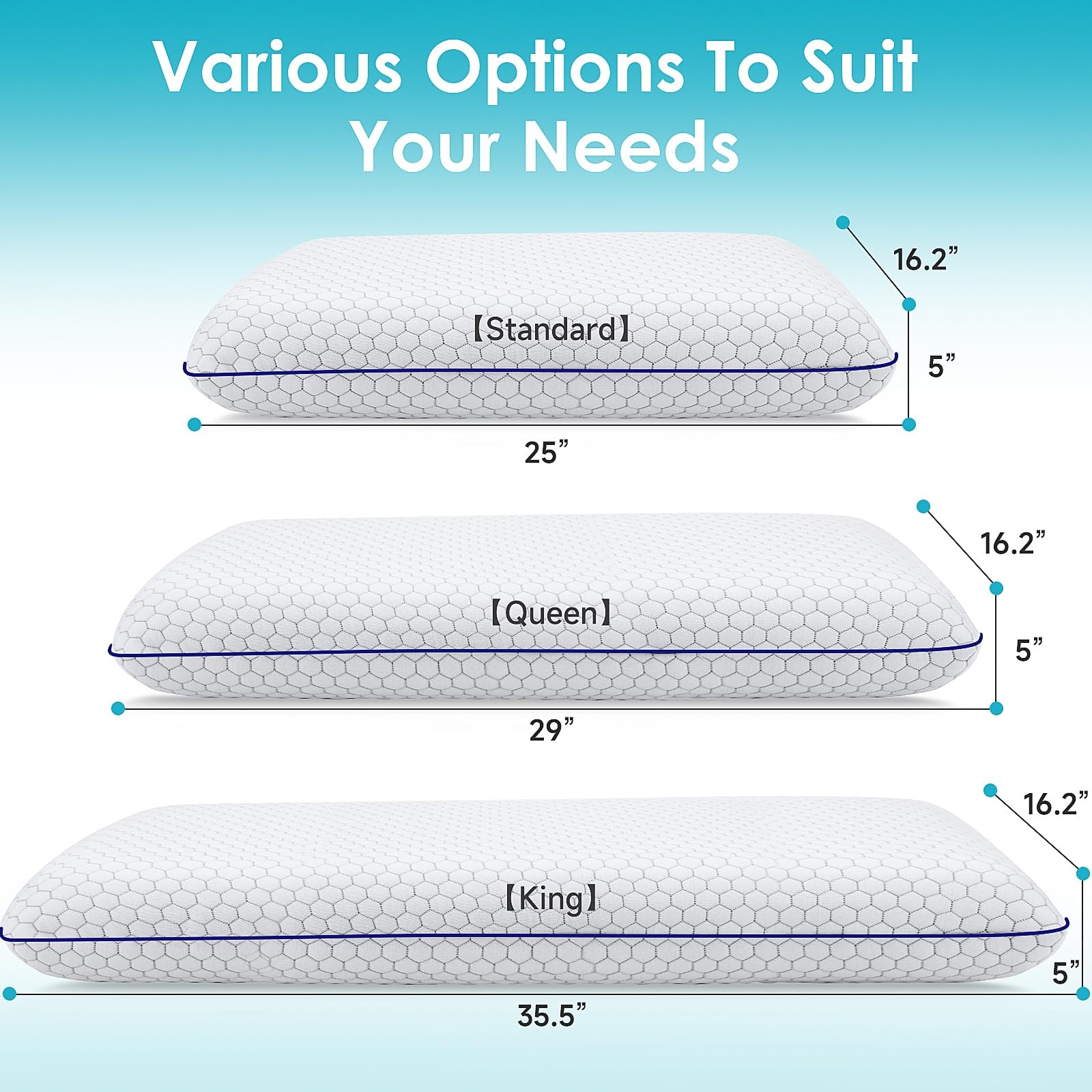 Cushyoasis Memory Foam Pillows For Side Back And Stomach Sleepers Bed Pillow
