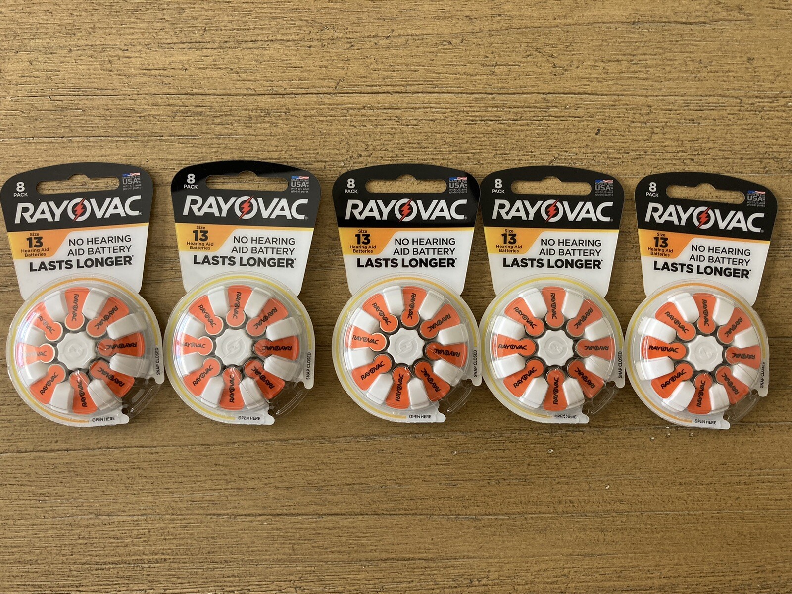 Lot Of 5 Rayovac Size 13 Hearing Aid Battery 8-Pack 40 Total Exp: 04-2025