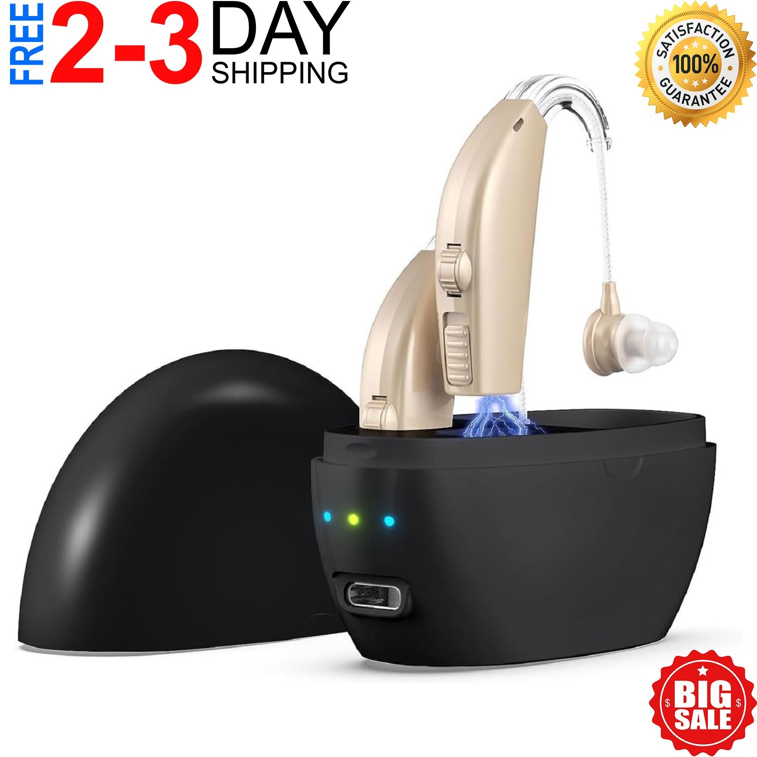 High-Performance Hearing Aids for Seniors Severe Hearing Loss, (Pair) Recharge
