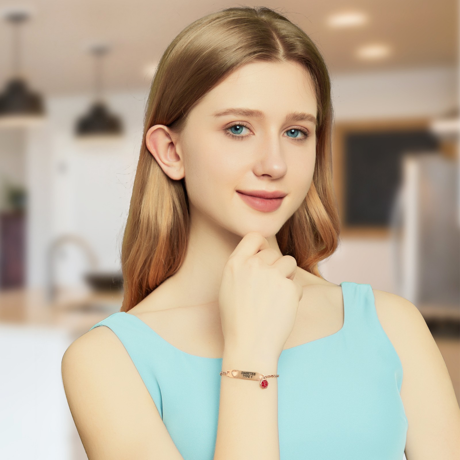 Divoti Pre-Engraved Simple Rolo Chain Medical Alert id Bracelet for Women