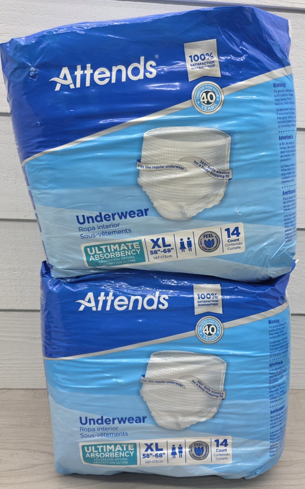 Lot Of 2 Attends Disposable Underwear Heavy Max Absorbency APP0740 XL 58″-68″