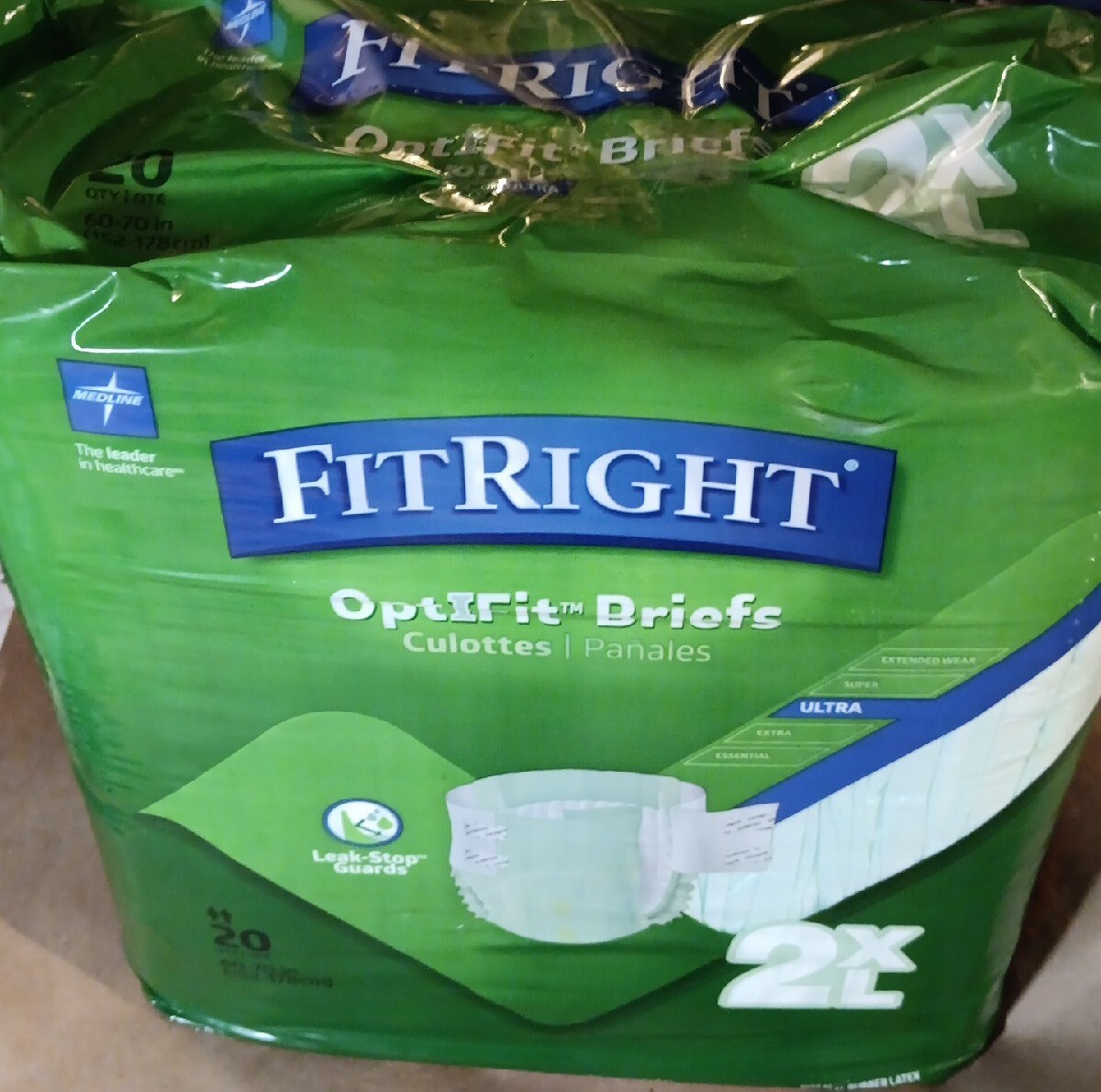 1PK of 20 – FitRight Ultra Briefs XXL 60″- 69″ Anti Leak Guard Odor Protection
