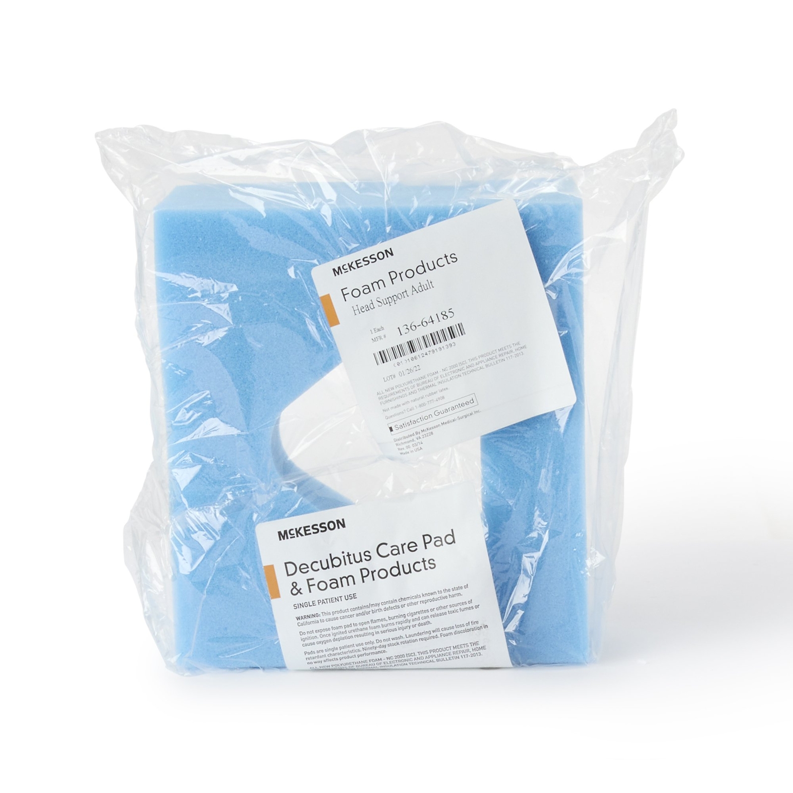 McKesson Head Positioner Blue Foam Bed Accessories 136-64185 – 24 Ct