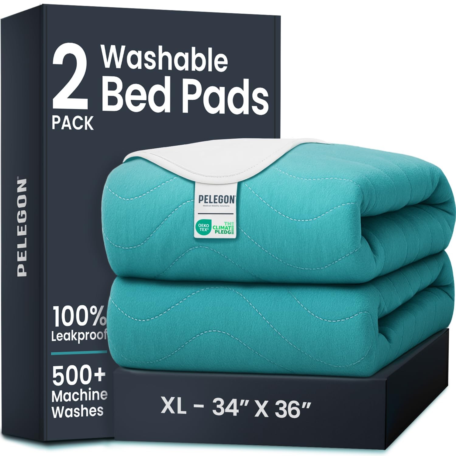 Bed Pads Washable Waterproof 34″ X 36″ (Pack of 2) – Incontinence Bed Pads for A