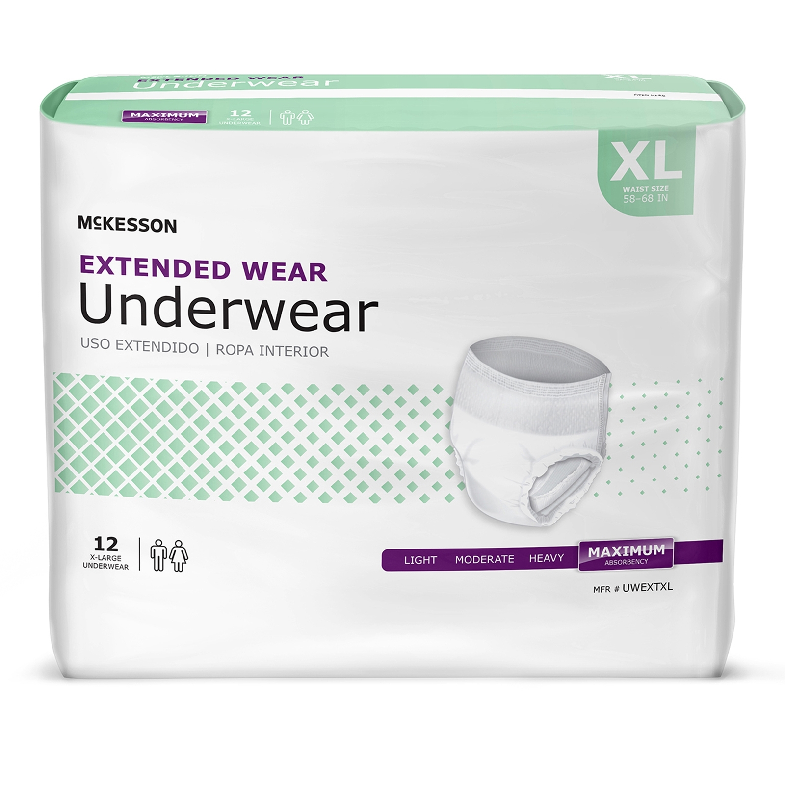 McKesson Adult Disposable Cloth Underwear Maximum Absorbency – Size XL 12 Count