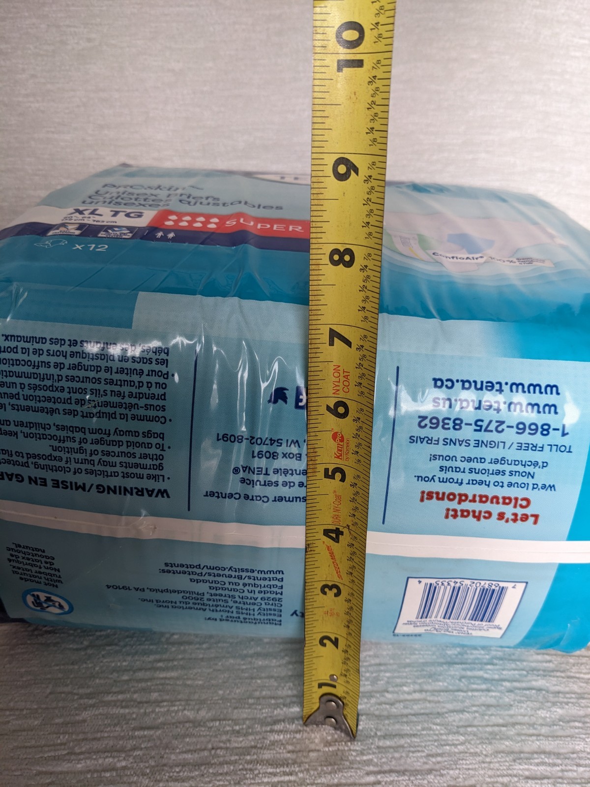 Tena ProSkin Unisex Briefs XL Adult Diapers SUPER Absorbency 60″-64″ 12 Ct New