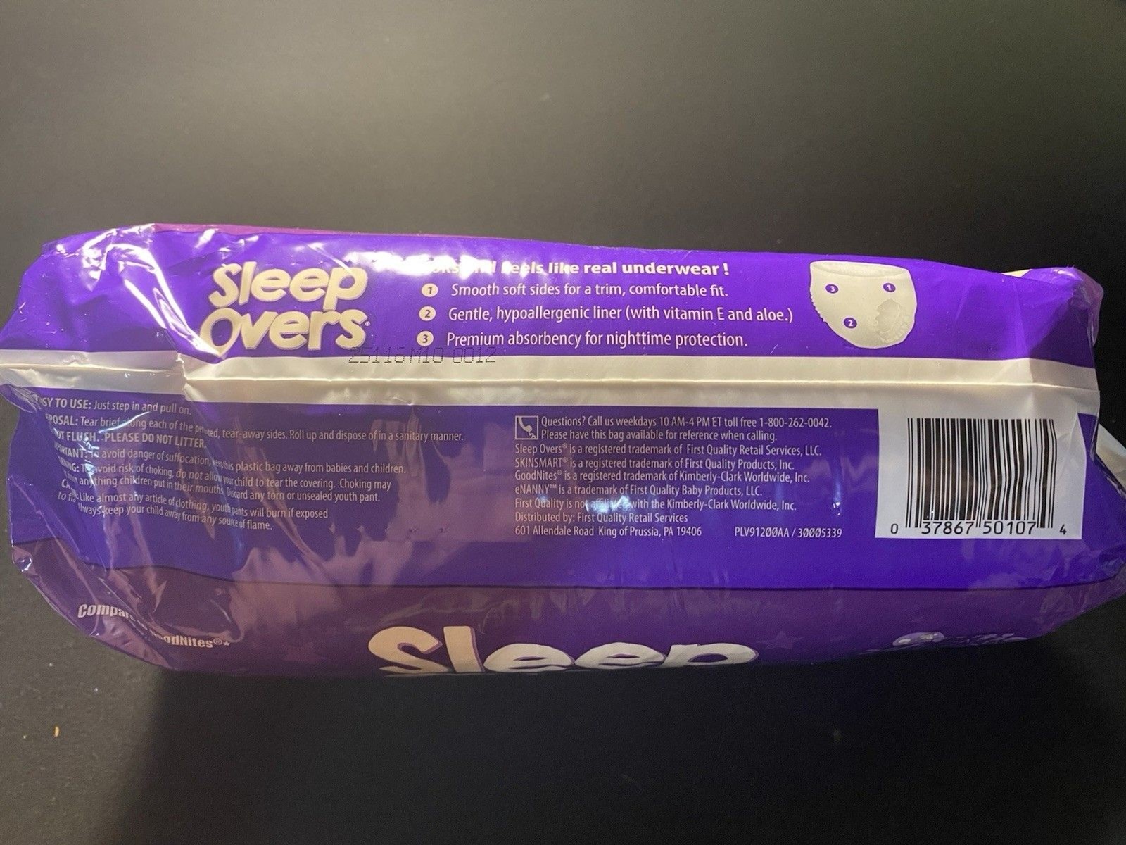 SleepOvers Youth Pants LG/XL 60-125 lbs Bedwetting Night Diapers 12 Count Pack