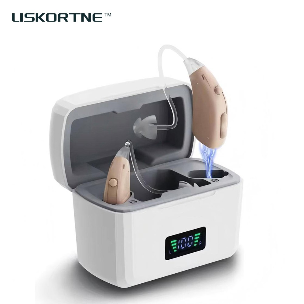 Rechargeable ITE Hearing Aids for Seniors Digital OTC Noise Cancelling With Case
