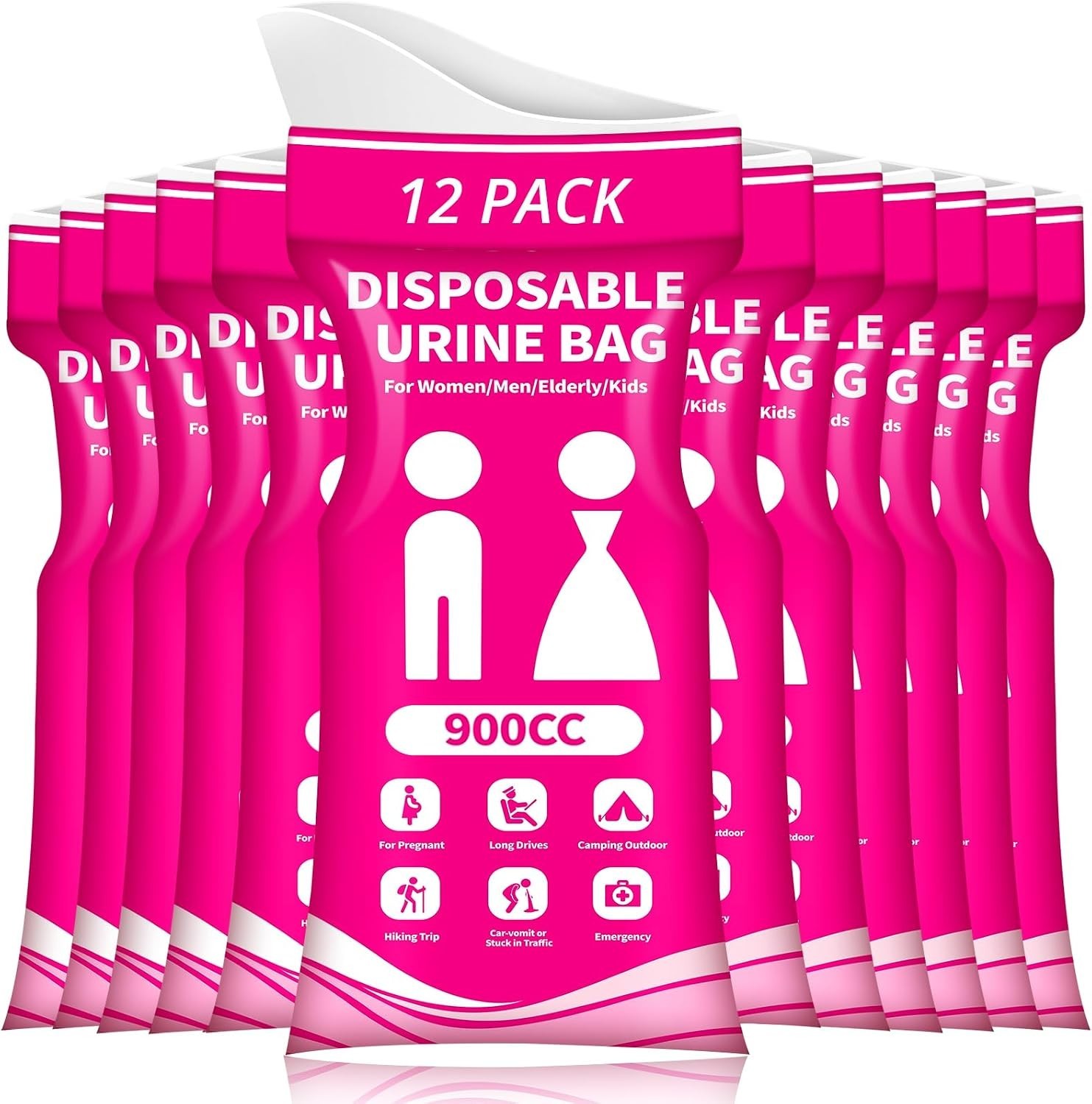 Disposable Urine Bag for Travel – 900ML Portable Pee Bags for Women Men 8/12/…