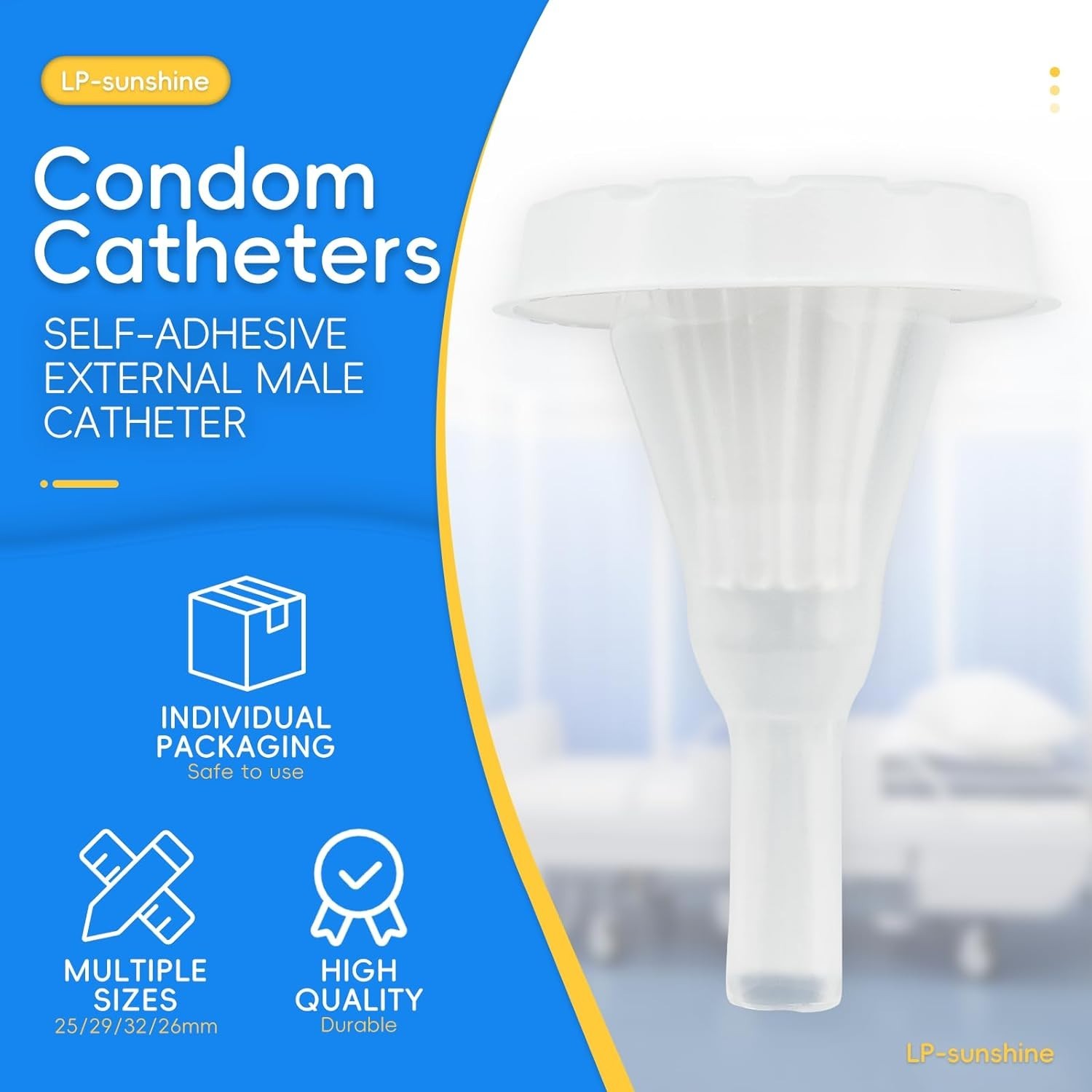 Silicone External Catheters – 20 Self-Sealing Adhesive Catheters for Men
