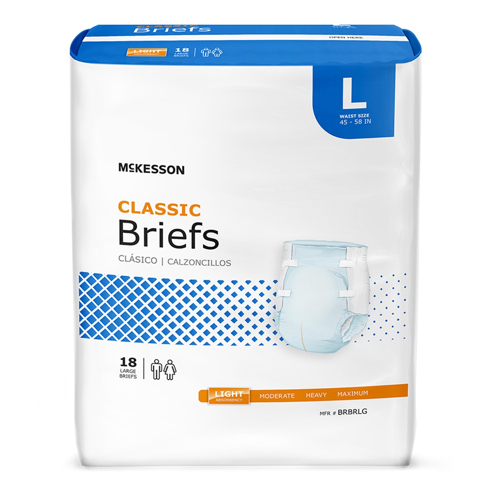 18 McKesson Adult Disposable Diaper Briefs Underwear L Tab Closure Cloth-Like