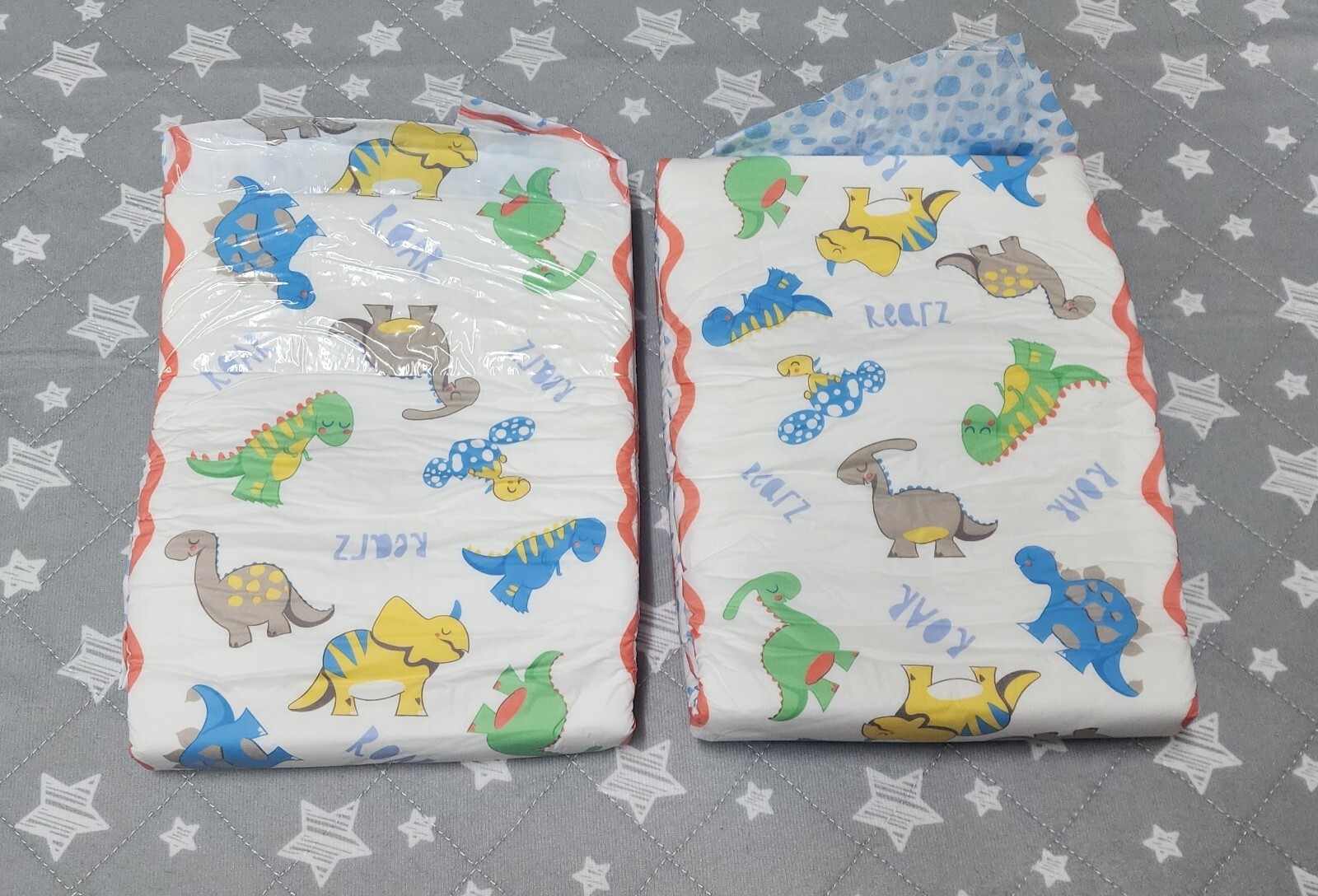 2 Pack Rearz Dinosaur Adult Diaper Plastic Backed XL Old Size 40″ To 58″ Vintage