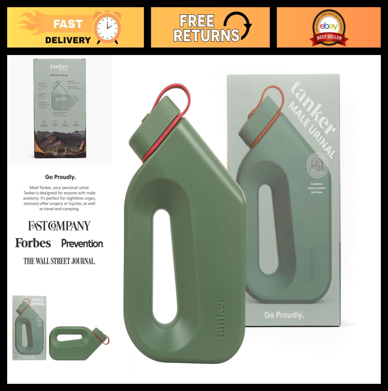 Portable Men’s Urinal – Spill Proof, Ideal for Camping, Festivals, Travel & Reco