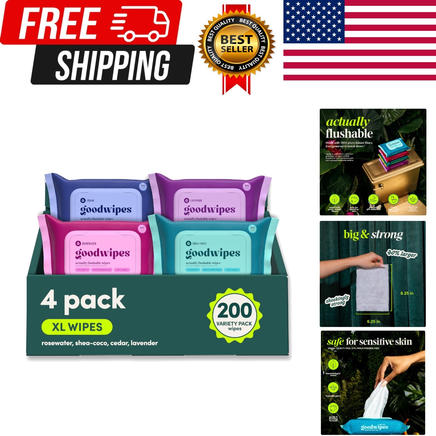 Flushable Butt Wipes – Extra Large Adult Wet Wipes For Women & Men – Bathroom…