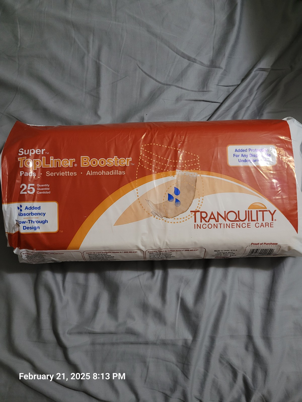 Tranquility Topliner Super Booster Pad 25 Pack **Case Of 150** (6pks Of 25)