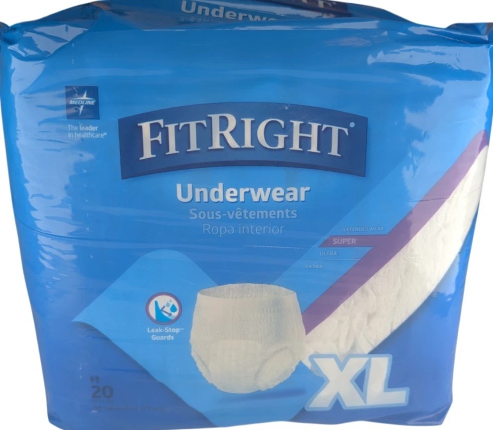 MEDLINE FitRight Adult Briefs XL Super 20 Count 56-68 FITSUPERXLG