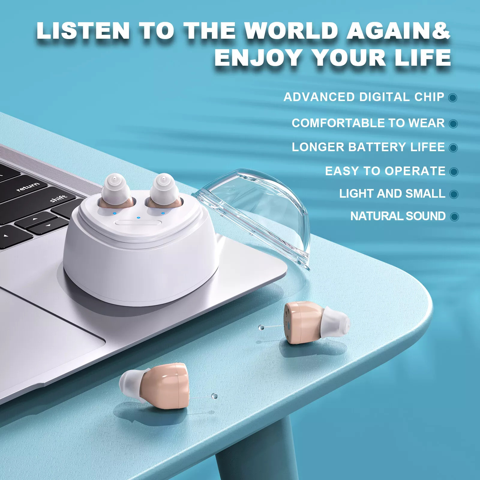 1 Pair Hearing Aids Digital Small Invisible In Ear Sound Voice Amplifier Enhance