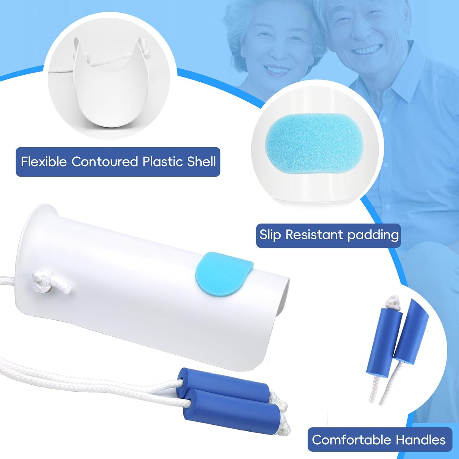 Sock Aid Device with Foam Handles for Easy Sock Application (White)